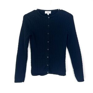 Jones Sport 90s style black cable knit button sweat size small